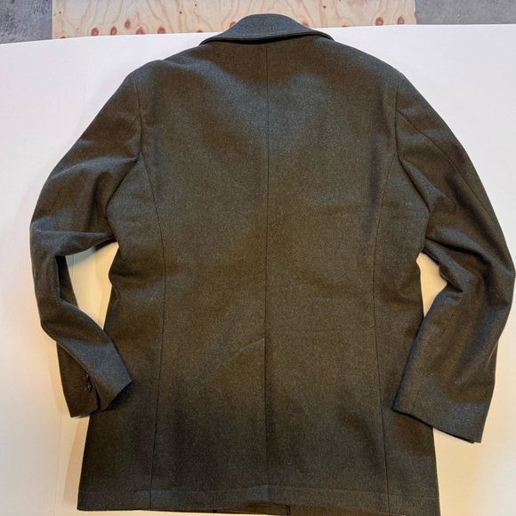 Vintage Banana Republic Men's Olive Double Breasted Pea Coat - Picture 7 of 10